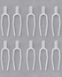 Set of clear plastic forks on a gray background